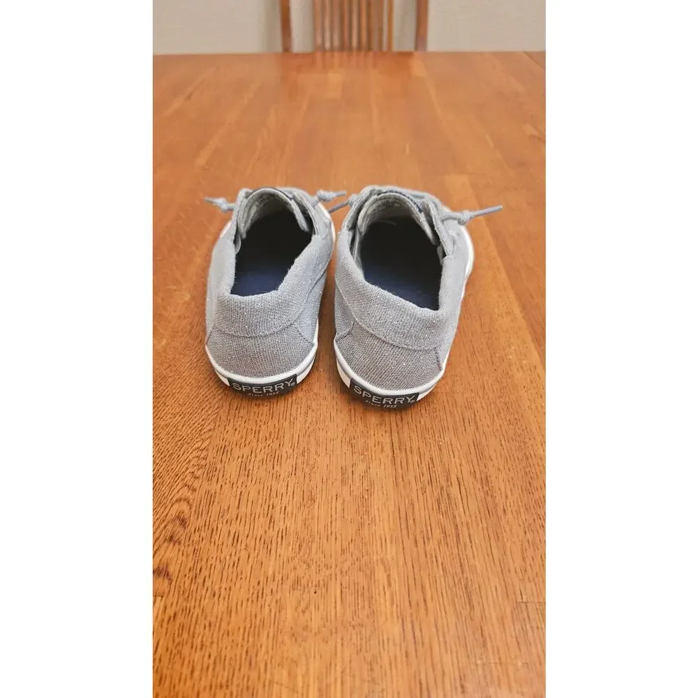 Sperrt kids Girls GLITTERY silver lounge away sperry top‎ sider slides size 13